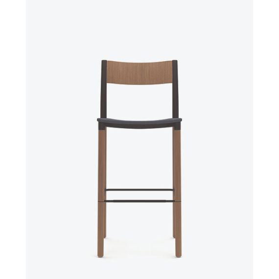 FLK303U1 Folk High Stool With Upholstered Seat and Plastic Back