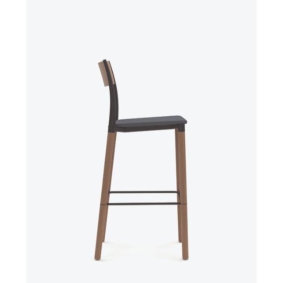 FLK301U1 Folk High Stool With Upholstered Seat and Wooden Back