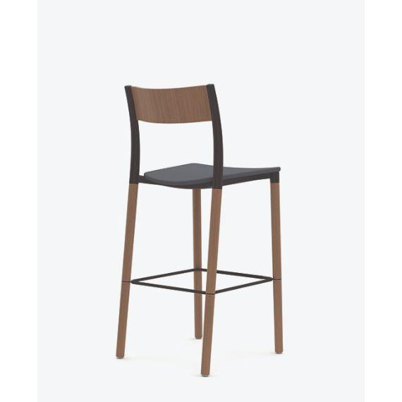 FLK301U1 Folk High Stool With Upholstered Seat and Wooden Back