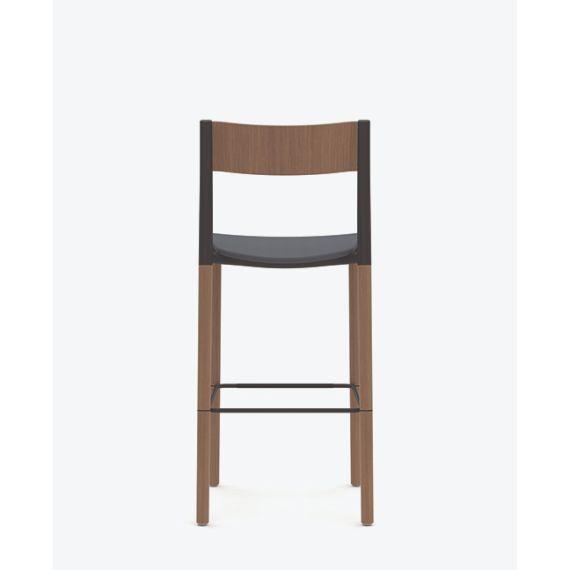 FLK301U1 Folk High Stool With Upholstered Seat and Wooden Back