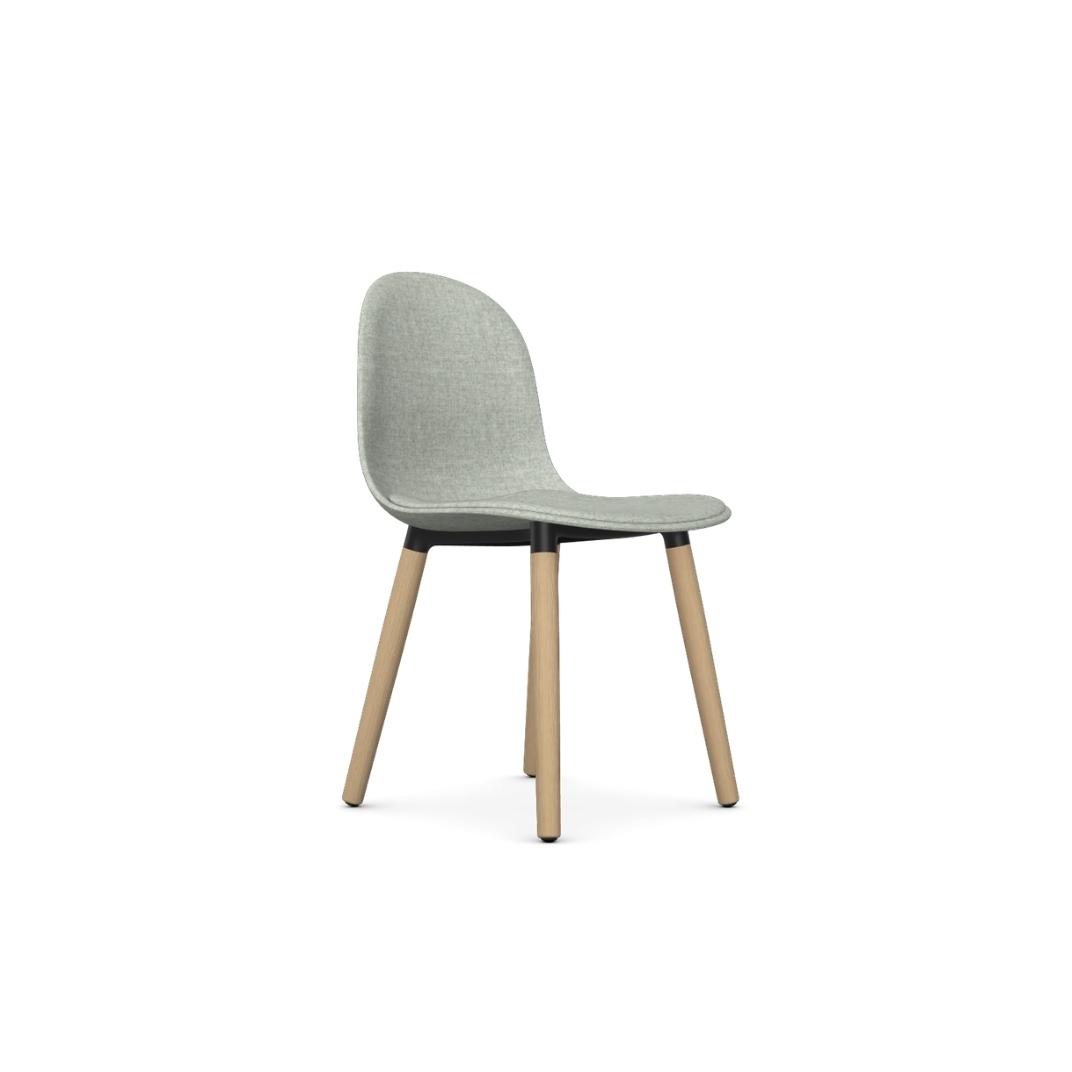 Kin Side Chair With Wooden Legs, Upholstered Shell