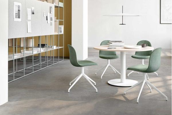 Kin Side Chair With 4 Star Swivel Base, Upholstered Seat Pad