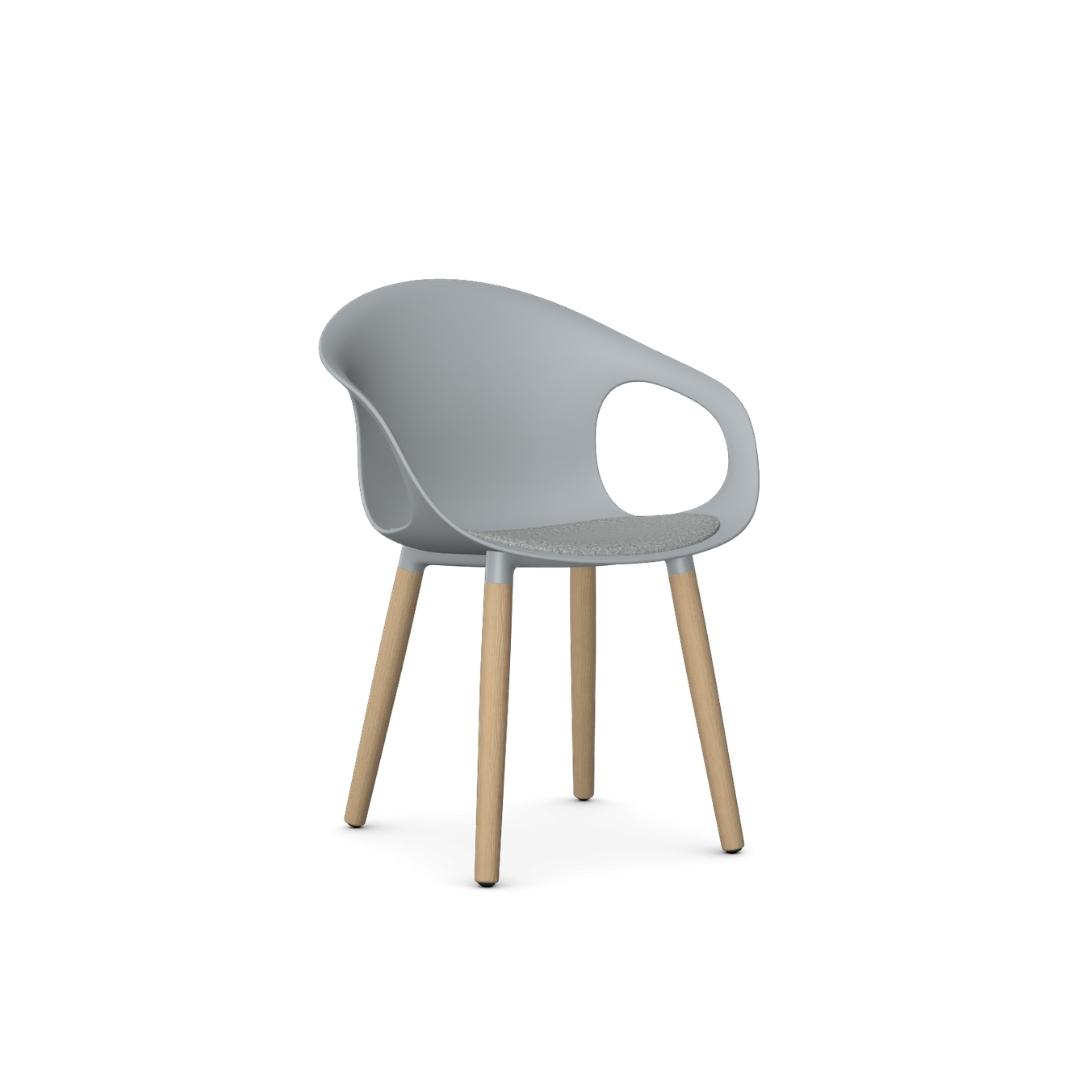 KIN203U1 - Kin Arm Chair, Wood Legs with Upholstered Seat Pad