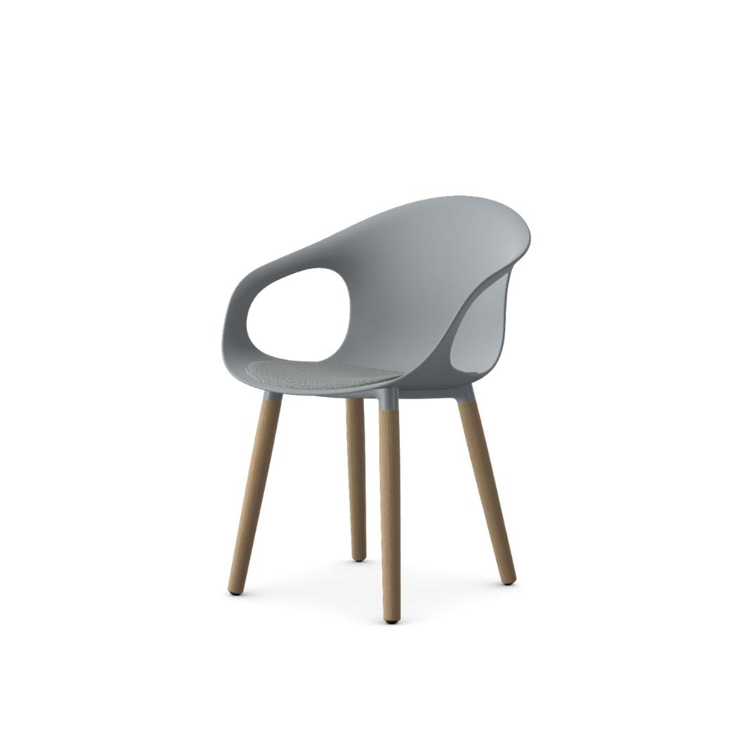 KIN203U1 - Kin Arm Chair, Wood Legs with Upholstered Seat Pad