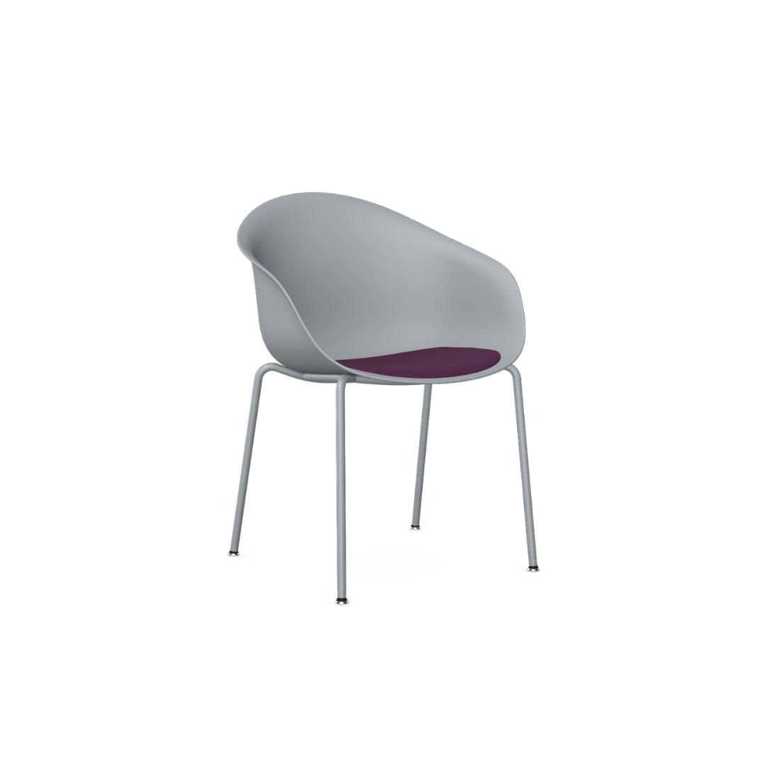 Kin Tub Chair With 4 Leg Frame, Upholstered Seat Pad
