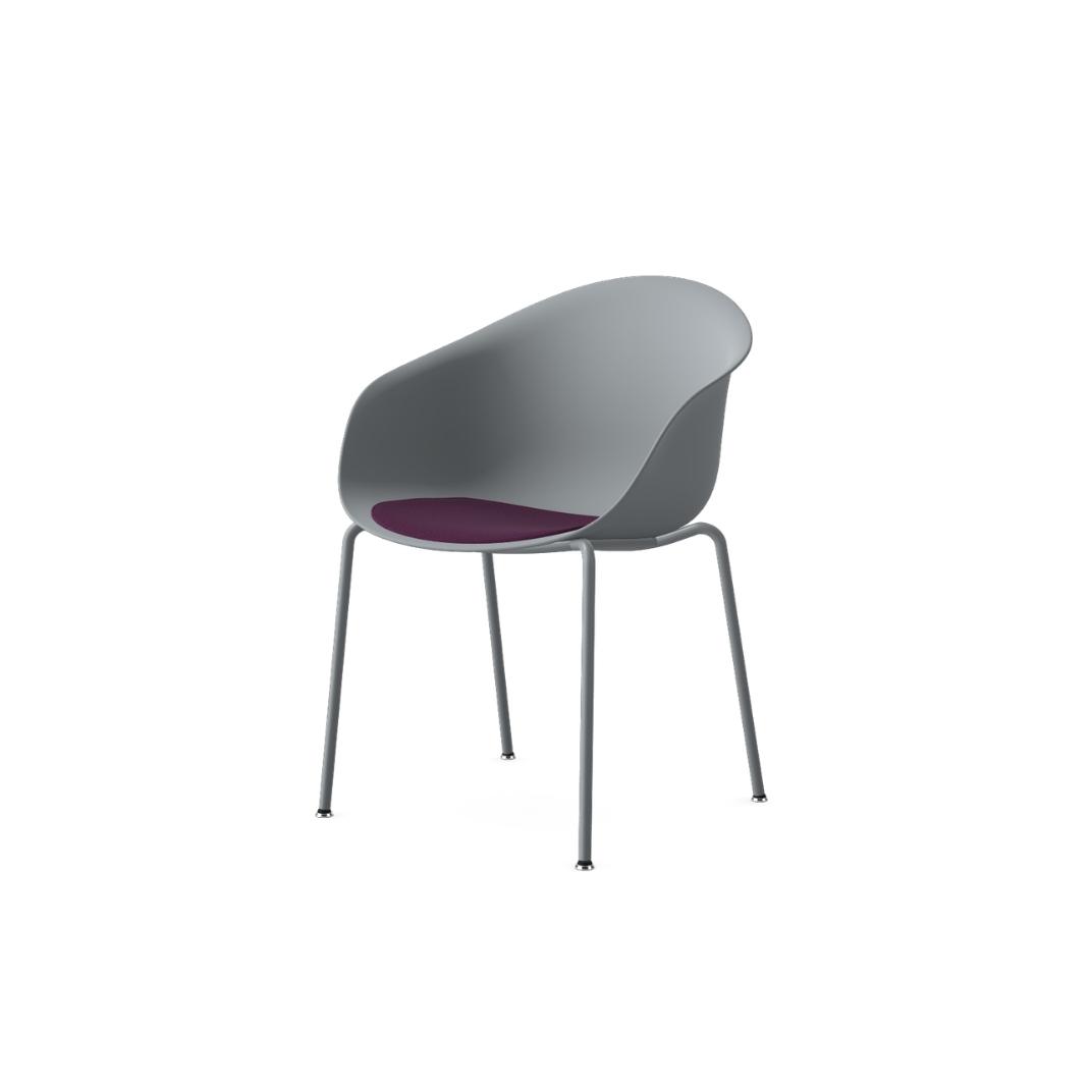 Kin Tub Chair With 4 Leg Frame, Upholstered Seat Pad