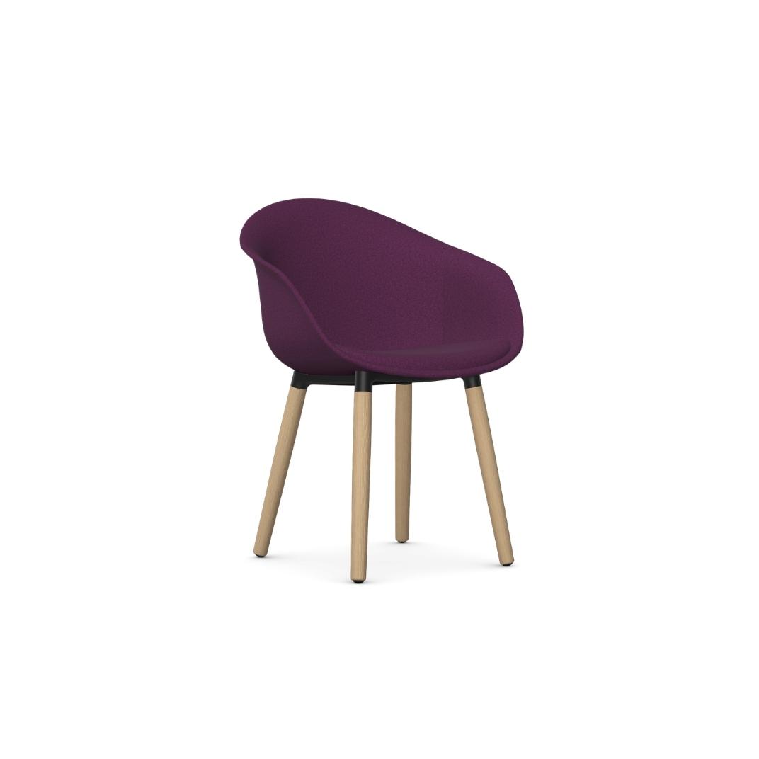 Kin Tub Chair With Wooden Legs, Upholstered Shell