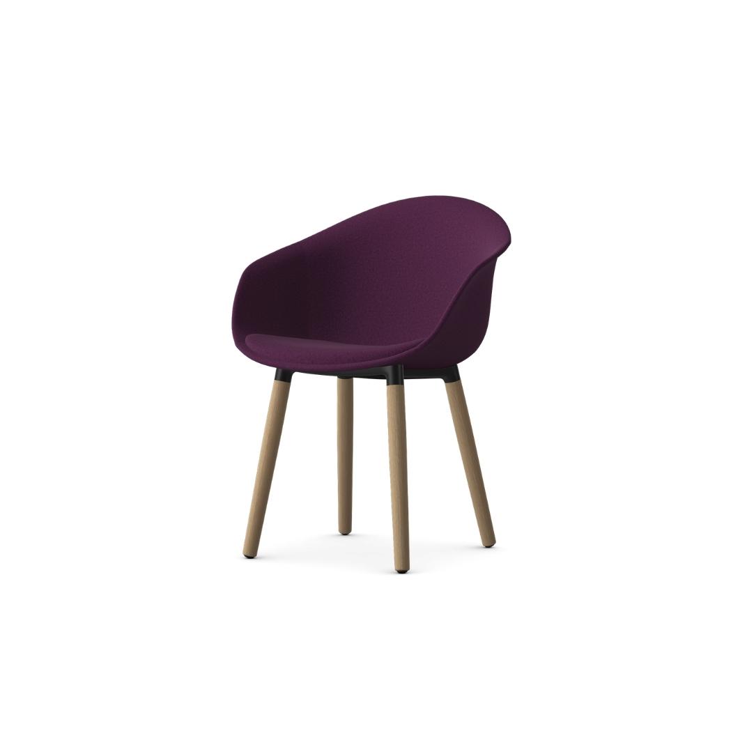 Kin Tub Chair With Wooden Legs, Upholstered Shell