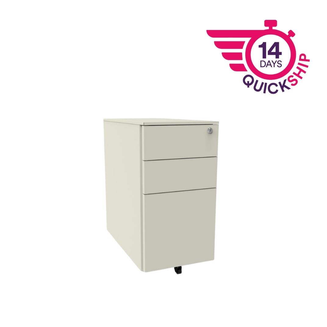 PDBP53SD57 - 4 drawer narrow mobile pedestal with 1 filing and 3 personal drawers