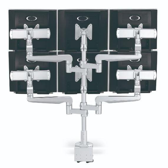 CMS2981S -  Ascend Multimount Six Screen with Desk Clamp and Lateral Extension Plates 