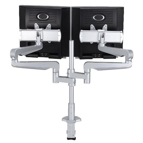 CMS3049S -  Ascend Multimount Double Screen with Desk Clamp and Lateral Extension Plates 