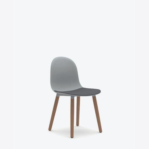 Kin Side Chair, Wood Legs with Upholstered Seat Pad