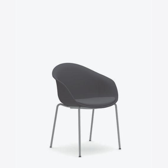 Kin Tub Chair With 4 Leg Frame, Upholstered Shell