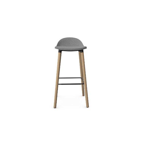 KIN503U3 Low Back Stool With Wooden Legs, Upholstered Shell