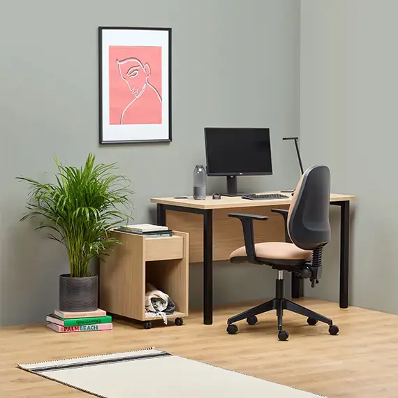 HWOBP Homeworking Desk, Chair and Pedestal Bundle