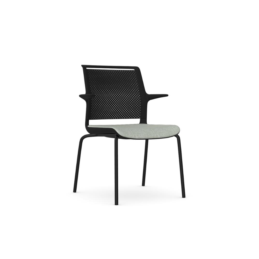 ADL12A Ad-Lib Chair With Upholstered Seat and Plastic Back, With Arms