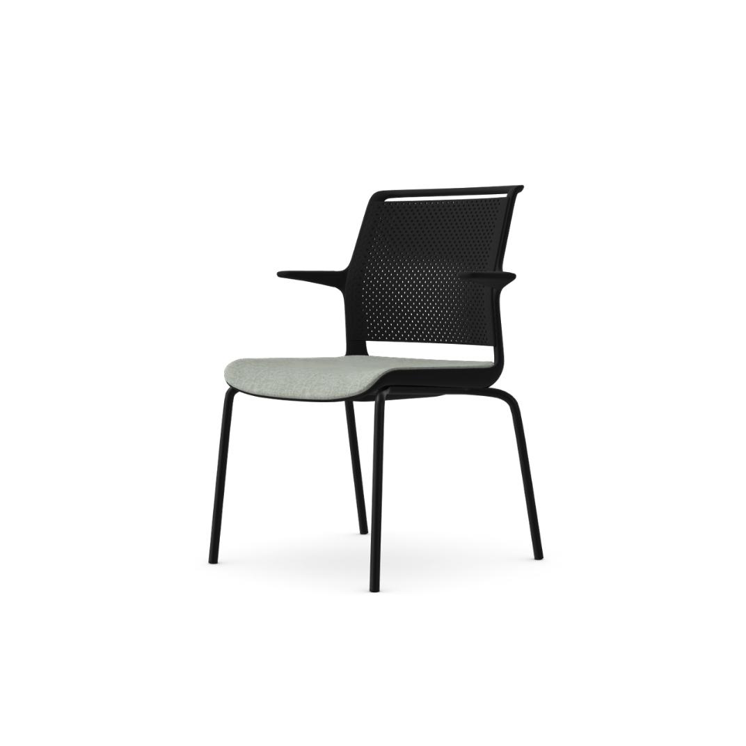 ADL12A Ad-Lib Chair With Upholstered Seat and Plastic Back, With Arms