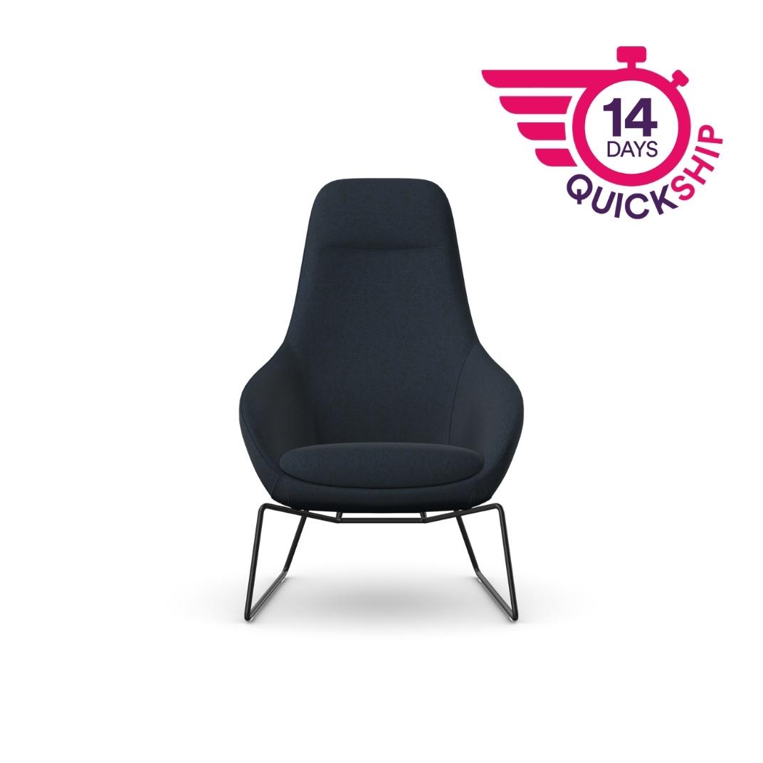 Aria 4 Black Skid Metal Base Lounge Chair