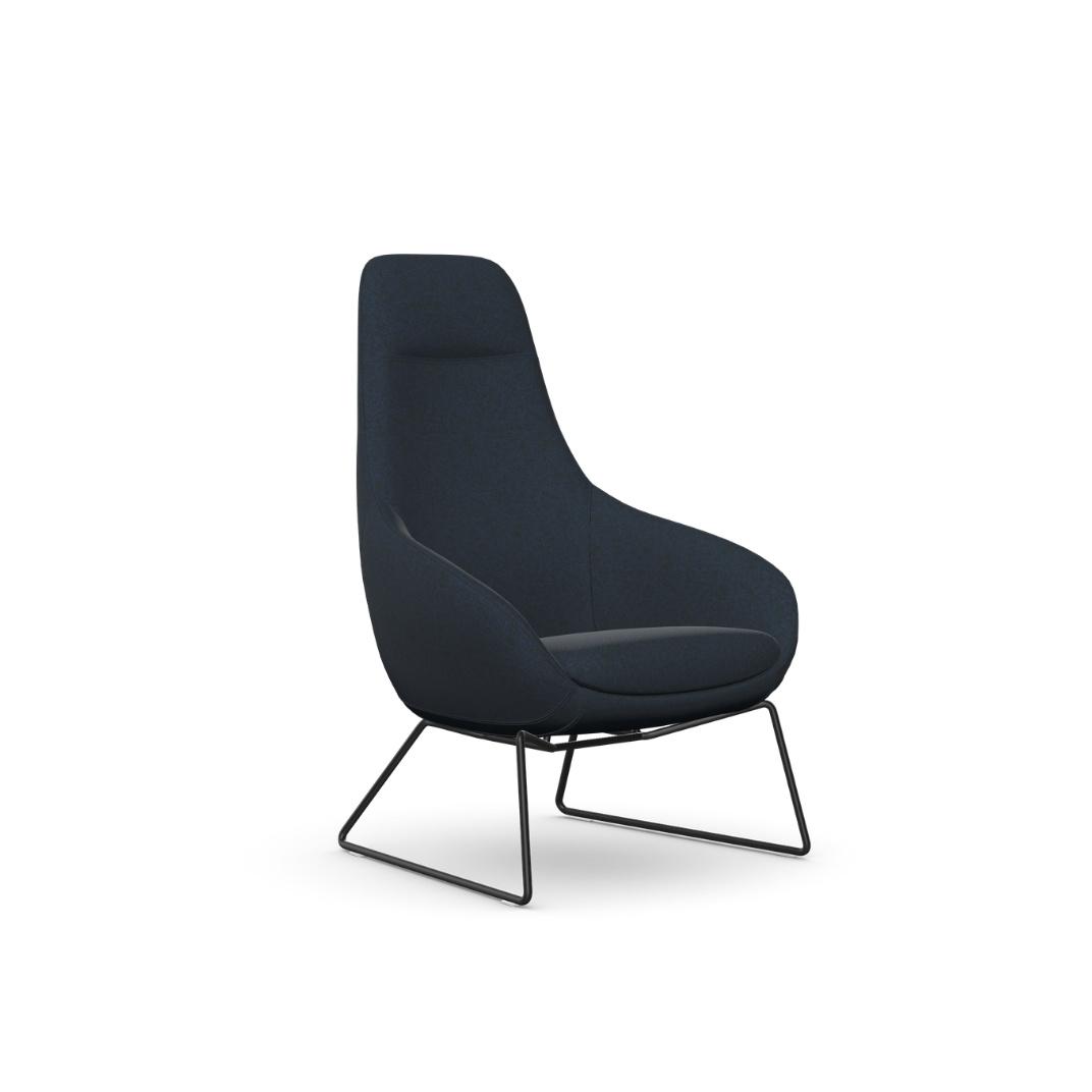 Aria 4 Black Skid Metal Base Lounge Chair