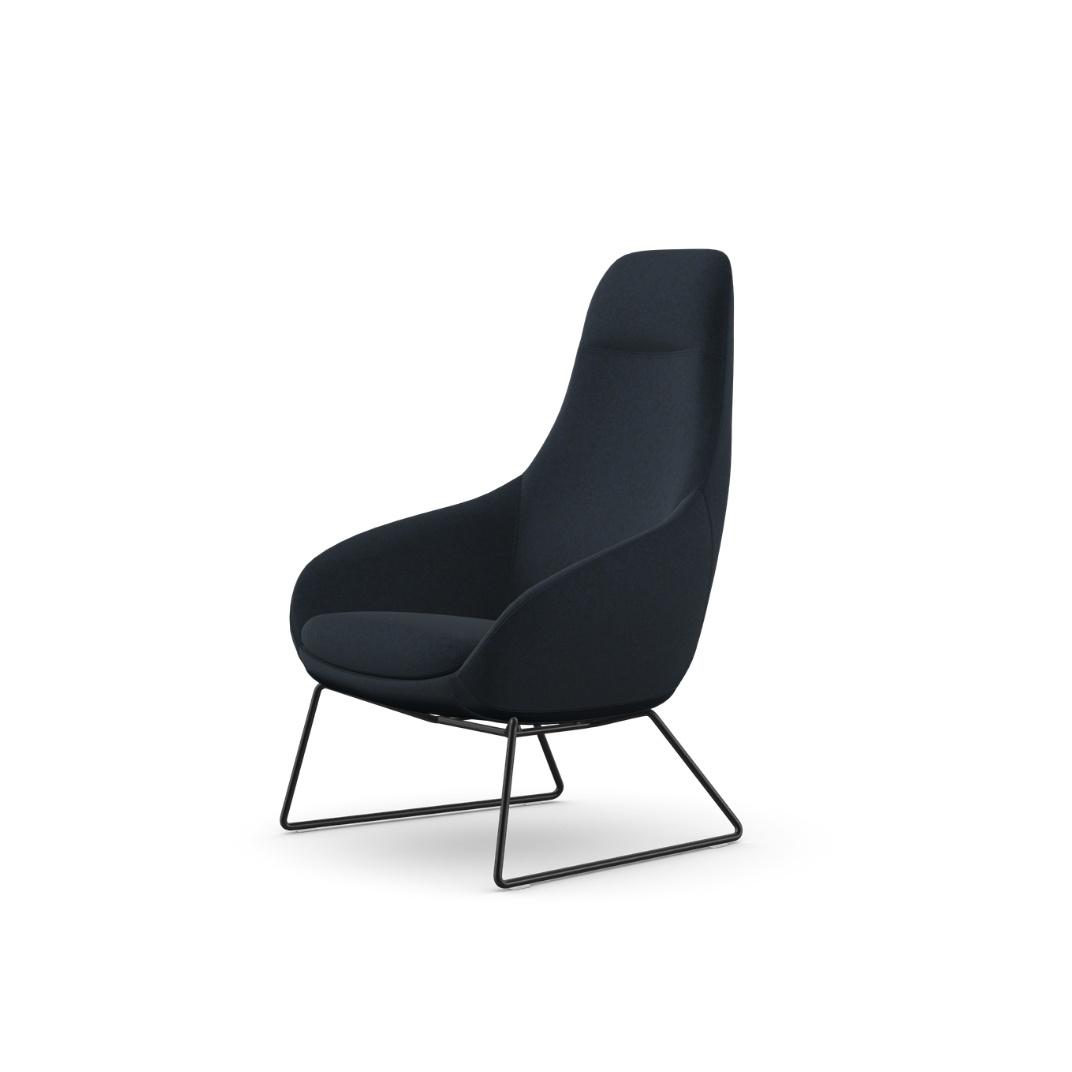 Aria 4 Black Skid Metal Base Lounge Chair