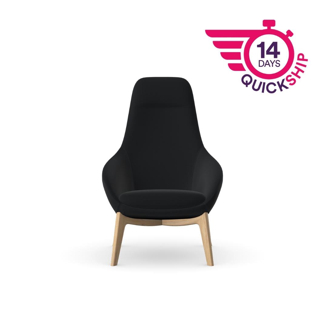 Aria Sculpted 4 Wooden Legs Base Lounge Chair