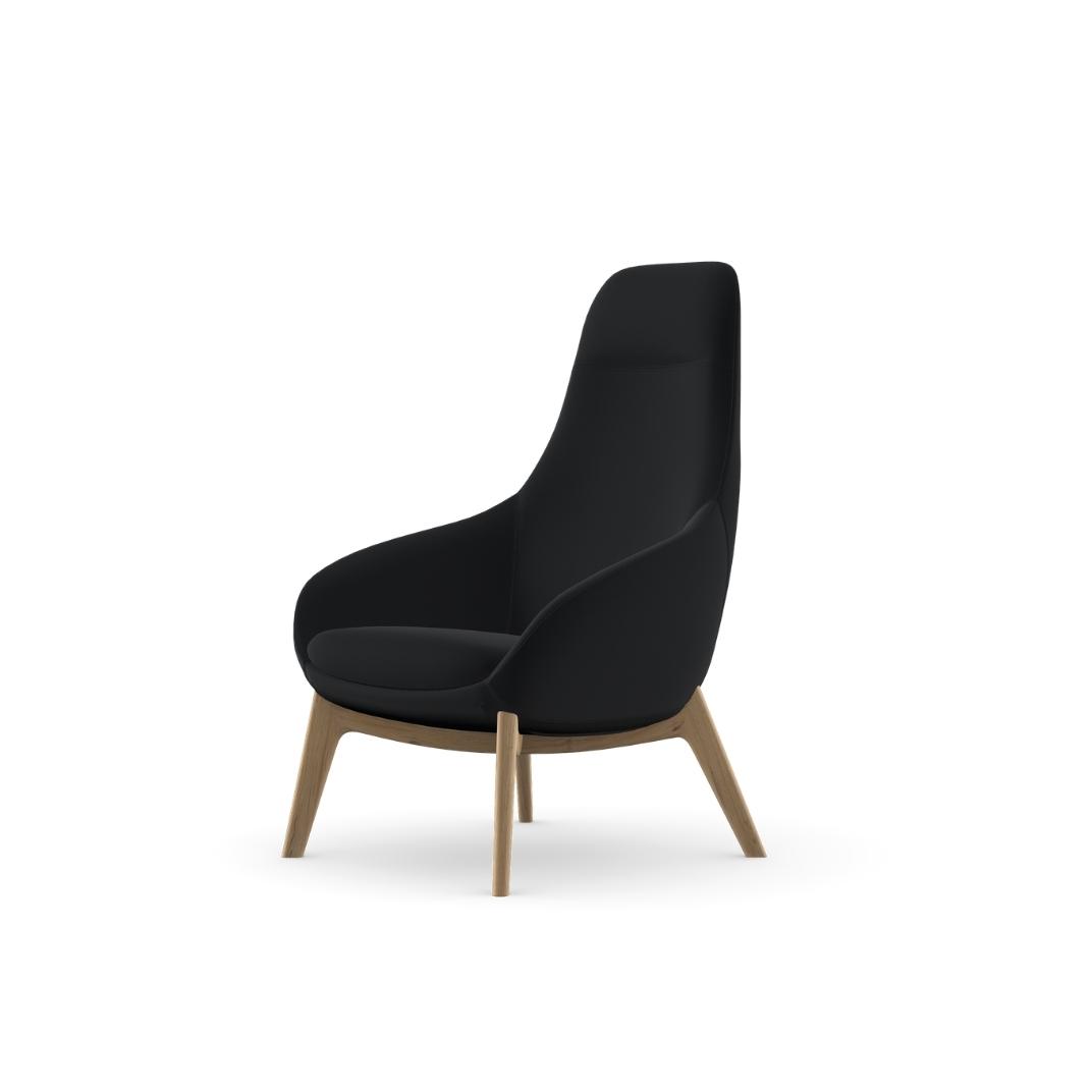 Aria Sculpted 4 Wooden Legs Base Lounge Chair