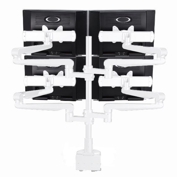 CMS2979W -  Ascend Multimount Quad Screen with Desk Clamp and Lateral Extension Plates 