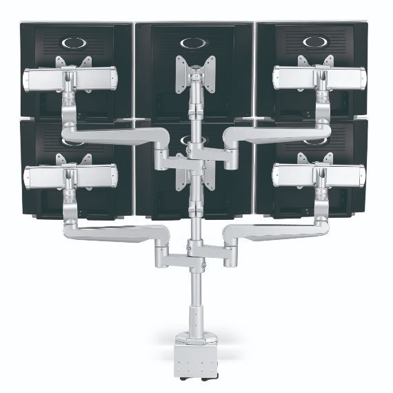 CMS2981S -  Ascend Multimount Six Screen with Desk Clamp and Lateral Extension Plates 