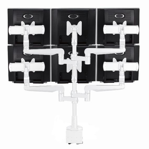 CMS2981W -  Ascend Multimount Six Screen with Desk Clamp and Lateral Extension Plates 