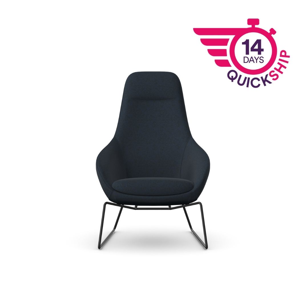 Aria 4 Black Skid Metal Base Lounge Chair