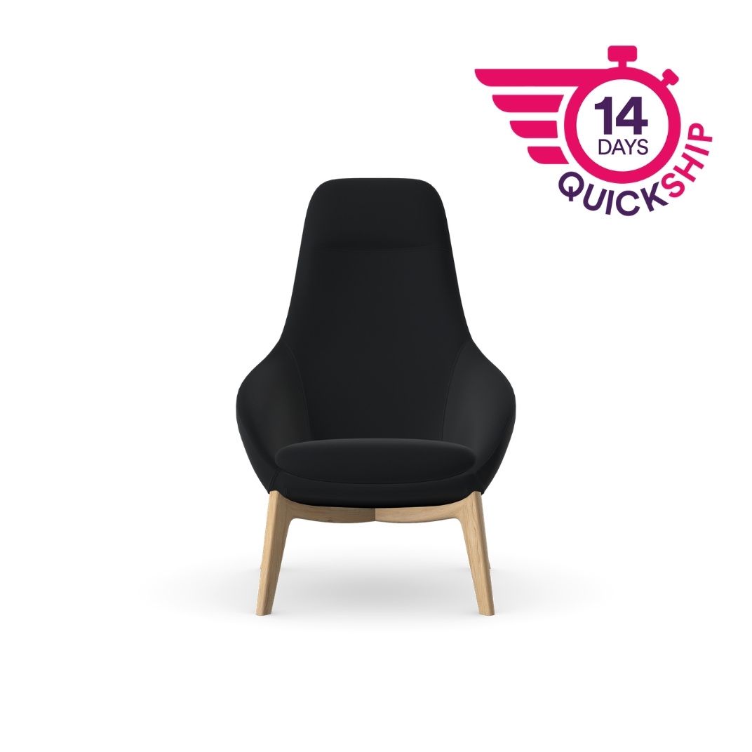 Aria Sculpted 4 Wooden Legs Base Lounge Chair